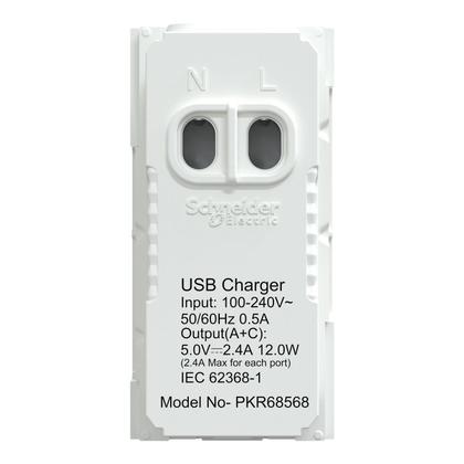 Imagem de Modulo C/ 2 Usb Tipo A + C 2.4A Br Orion S70547204 Schneider