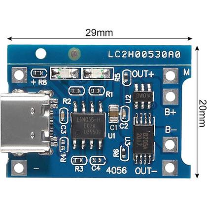 Imagem de Módulo Carregador De Bateria De Lítio 18650 TP4056 De Função Dupla 5V 1A Tipo C 100un