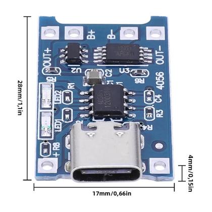 Imagem de Módulo Carregador Portátil TP4056 Para Baterias De Lítio 1A Tipo C Micro USB 4.5V-5V