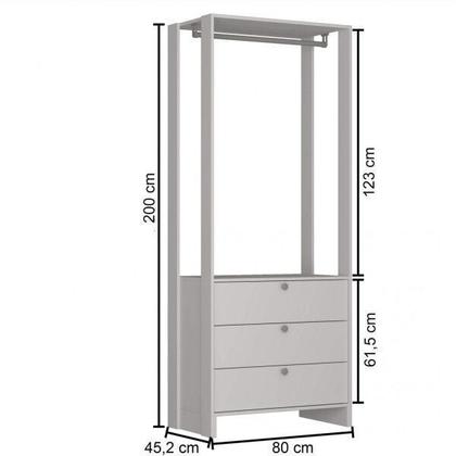 Imagem de Módulo Closet 1 Cabideiro 3 Gavetas Yes