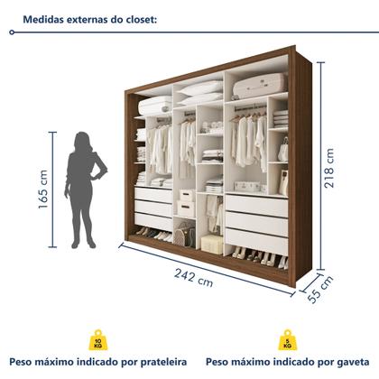 Imagem de Módulo Closet Casal sem Portas 6 Gavetas Itália