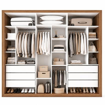 Imagem de Módulo Closet Casal sem Portas 6 Gavetas Itália Yescasa Marrom/Freijó