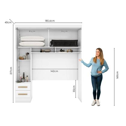Módulo Closet Smart Aéreo com Criado 2 Gavetas com Maleiro - Espresso Móveis Imagem de Módulo Closet Smart Aéreo com Criado 2 Gavetas com Maleiro