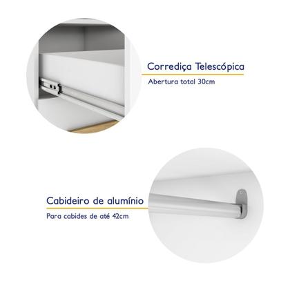 Módulo Closet Smart Aéreo com Criado 2 Gavetas com Maleiro - Espresso Móveis Imagem de Módulo Closet Smart Aéreo com Criado 2 Gavetas com Maleiro