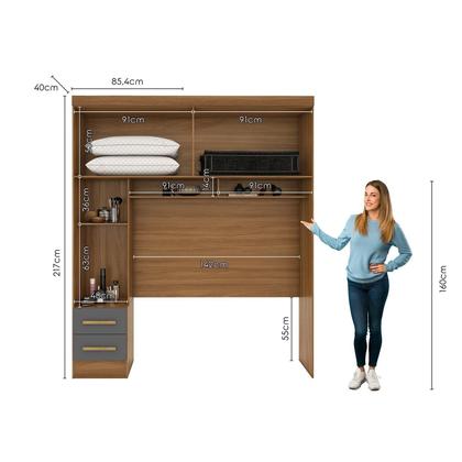 Imagem de Módulo Closet Smart Aéreo com Criado 2 Gavetas com Maleiro