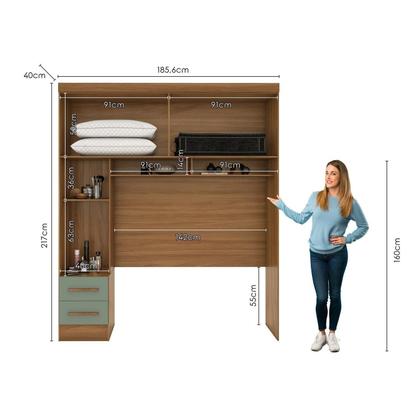 Imagem de Módulo Closet Smart Aéreo com Criado 2 Gavetas com Maleiro Expresso Movéis