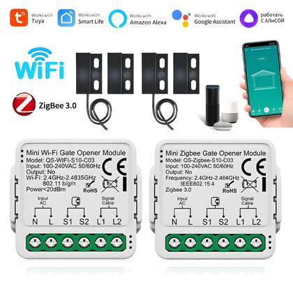 Imagem de Módulo Controlador Inteligente Para Abertura De Porta De Garagem Tuya Zigbee WiFi Controle Por Voz