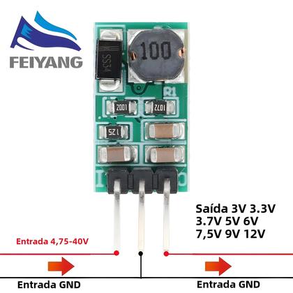 Imagem de Módulo Conversor DC-DC Buck Step-Down SAMIORE DD4012SA - 5-40V para 3V/3.3V/3.7V/5V/6V/7.5V/9V/12V