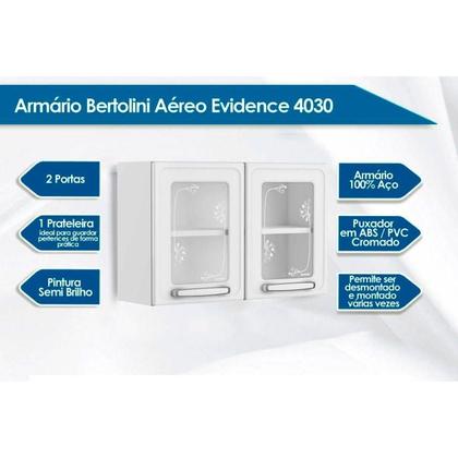 Imagem de Módulo Cozinha Bertolini Evidence Armário 7006 2 Portas c/Vidro Branco