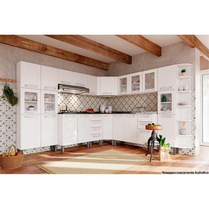 Imagem de Módulo Cozinha Bertolini Evidence Paneleiro 7039 6 Portas (2 de Vidro) Branco