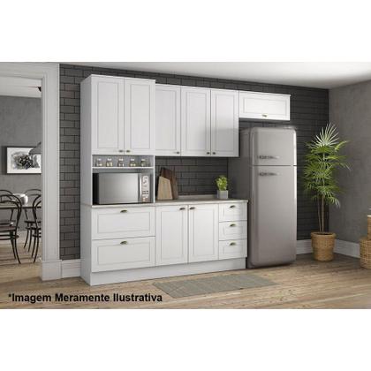 Imagem de Módulo Cozinha Henn Americana Balcão 2 Portas e 3 Gavetas p/ Pia 120cm S/tampo Branco