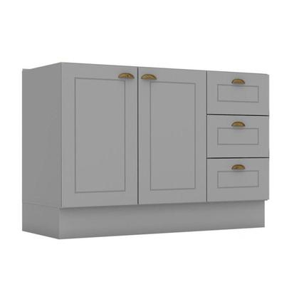 Imagem de Módulo Cozinha Henn Americana Balcão 2 Portas e 3 Gavetas p/ Pia 120cm S/tampo Branco