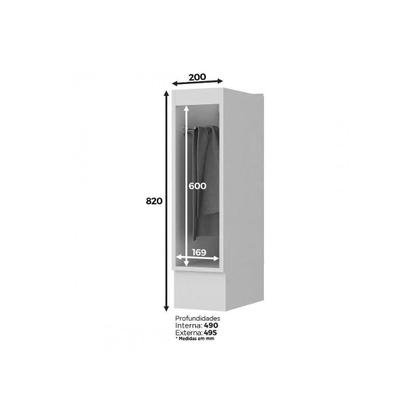 Imagem de Módulo Cozinha Henn Americana Balcão c/ Porta Toalha s/ Tampo 20cm Cinza