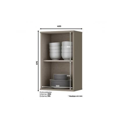 Imagem de Módulo Cozinha Henn Connect Armário c/ 1 Porta Duna/Cristal