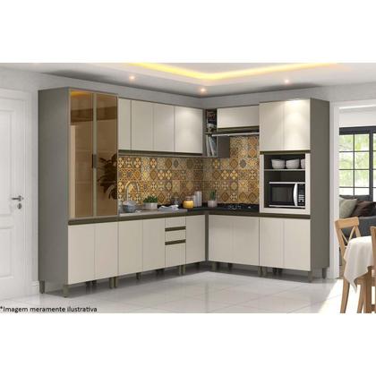 Imagem de Módulo Cozinha Henn Connect Armário Canto Reto c/ 1 Porta Duna/Cristal