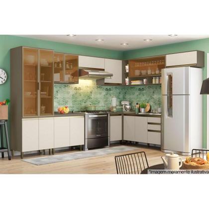 Imagem de Módulo Cozinha Henn Connect Balcão Canto Reto 1 Porta c/Tampo Duna/Cristal