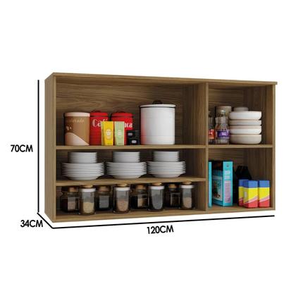 Imagem de Módulo Cozinha Kappesberg Botanic Armário Botanic M635 Nicho c/ 2 Portas c/ Tela 120cm Nogueira - Kappesberg
