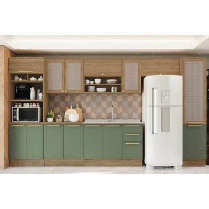 Imagem de Módulo Cozinha Kappesberg Botanic Armário Botanic M635 Nicho c/ 2 Portas c/ Tela 120cm Nogueira - Kappesberg