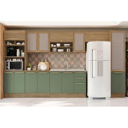 Imagem de Módulo Cozinha Kappesberg Botanic Balcão Botanic M623 c/ 2 Portas s/Tampo 80cm Nogueira/Verde Oliva - Kappesberg