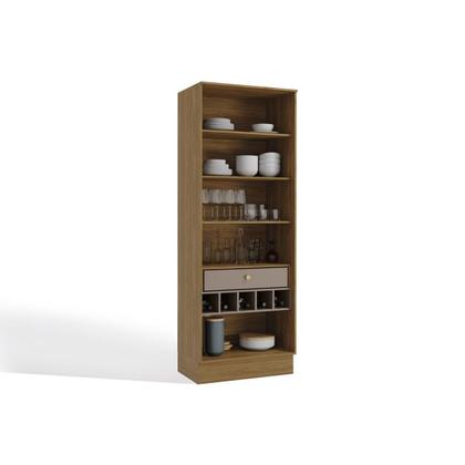 Imagem de Módulo Cozinha Kappesberg Botanic Botanic M628 c/ 2 Portas de Vidro e 1 Gaveta 50cm Nogueira/Fendi - Kappesberg