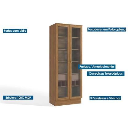 Imagem de Módulo Cozinha Kappesberg Botanic Botanic M628 c/ 2 Portas de Vidro e 1 Gaveta 50cm Nogueira/Fendi - Kappesberg