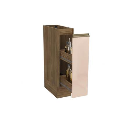 Imagem de Módulo Cozinha Kappesberg Curve Balcão Curve N621 c/ Porta Condimento s/Tampo 20cm Nogueira/Macadamia-Kappesberg