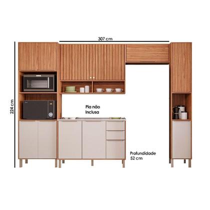 Imagem de Módulo Cozinha MGM Divina 5 Peças (2Aéreos+1Balcão+1Paneleiro+1TorreQuente) C5P185 Freijo/Off White-MGM