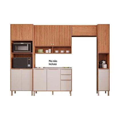 Imagem de Módulo Cozinha MGM Divina 5 Peças (2Aéreos+1Balcão+1Paneleiro+1TorreQuente) C5P185 Freijo/Off White-MGM