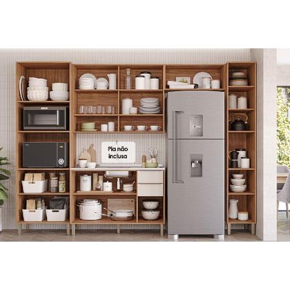 Imagem de Módulo Cozinha MGM Divina 5 Peças (2Aéreos+1Balcão+1Paneleiro+1TorreQuente) C5P185 Freijo/Off White-MGM