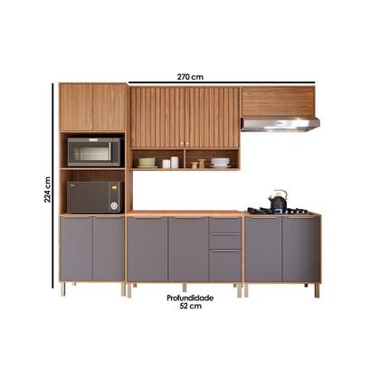 Imagem de Módulo Cozinha MGM Divina 5 Peças (2Aéreos+2Balcões+1TorreQuente) C5P187 Freijo/Titanium-MGM