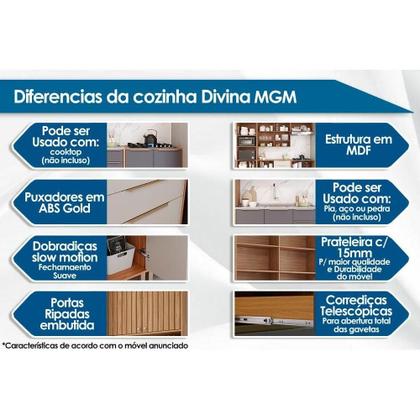 Imagem de Módulo Cozinha MGM Divina Balcão c/2 Portas e Tampo 80 cm Freijo/Off White-MGM