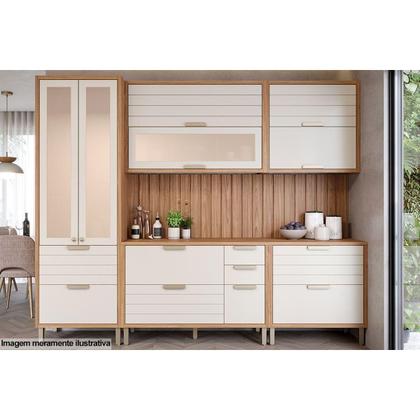 Imagem de Módulo Cozinha MGM Eloise Armário c/ 2 Portas Basculante c/ Vidro Reflecta 120cm Cinamomo/Platina-MGM