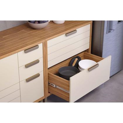 Imagem de Módulo Cozinha MGM Eloise Balcão c/1 Gaveta e 1 Porta Basculante Riscada c/Tampo 80 cm Freijo/Titanium-MGM