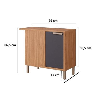 Imagem de Módulo Cozinha MGM Eloise Balcão c/ Tampo Nicho de Canto c/ 1 Porta 92cm Cinamomo/Titanium-MGM