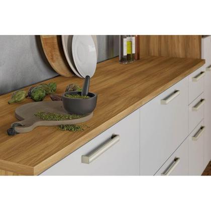 Imagem de Módulo Cozinha Nesher Burguesa Balcão Premium 2 Portas e 3 Gavetas c/ Tampo Freijo/Grafite