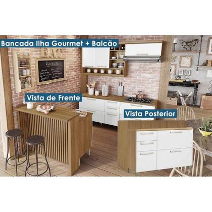 Imagem de Módulo Cozinha Nesher Burguesa c/ 2 Portas e 3 Gavetas 120cm Freijo/Grafite-Nesher