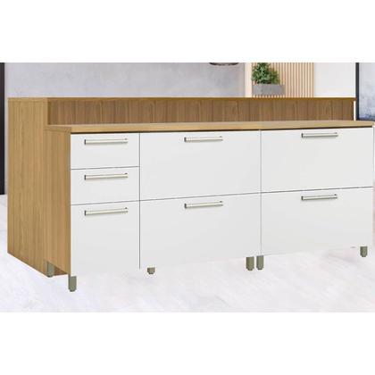 Imagem de Módulo Cozinha Nesher Burguesa c/ 3 Portas e 4 Gavetas Freijó/Branco-Nesher