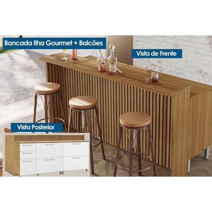 Imagem de Módulo Cozinha Nesher Burguesa c/ 3 Portas e 4 Gavetas Freijó/Branco-Nesher