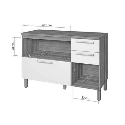 Imagem de Módulo Cozinha Nesher Burguesa c/ 3 Portas e 4 Gavetas Freijó/Branco-Nesher