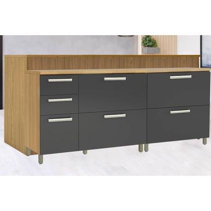 Imagem de Módulo Cozinha Nesher Burguesa c/ 3 Portas e 4 Gavetas Freijó/Branco-Nesher