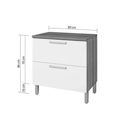 Imagem de Módulo Cozinha Nesher Burguesa c/ 3 Portas e 4 Gavetas Freijó/Branco-Nesher