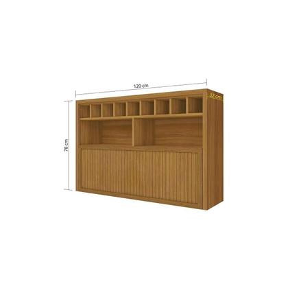 Imagem de Módulo Cozinha Nesher Imperatriz Armário 1 Porta Basculante c/ Adega e Nicho Ripado 120cm Freijó-Nesher