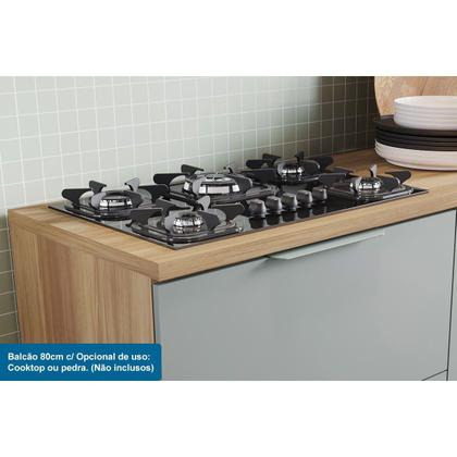 Imagem de Módulo Cozinha Nesher Marquesa Balcão 1 Porta Basculante e 1 Gaveta c/ Tampo 80cm Branca/Nature - Nesher