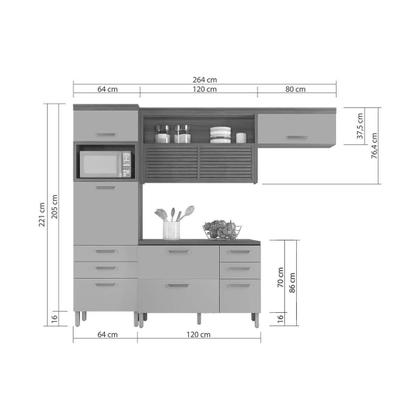 Imagem de Módulo Cozinha Nesher Princesa 3 Peças (1Aéreo+1Balcão+1Paneleiro) C3P20 Freijo/Grafite-Nesher