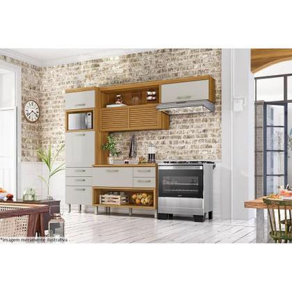 Imagem de Módulo Cozinha Nesher Princesa Balcão 1 Porta e 2 Gavetas c/ Tampo Freijo/Grafite