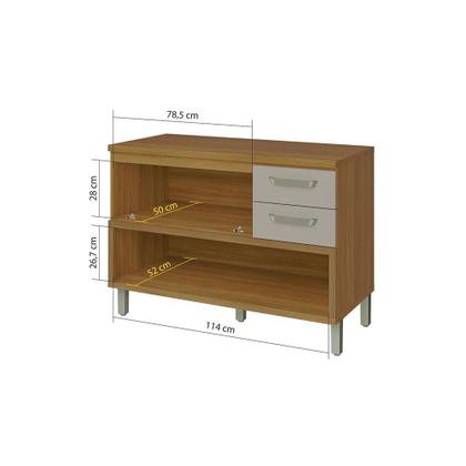 Imagem de Módulo Cozinha Nesher Princesa Balcão 1 Porta e 2 Gavetas c/ Tampo Freijo/Grafite