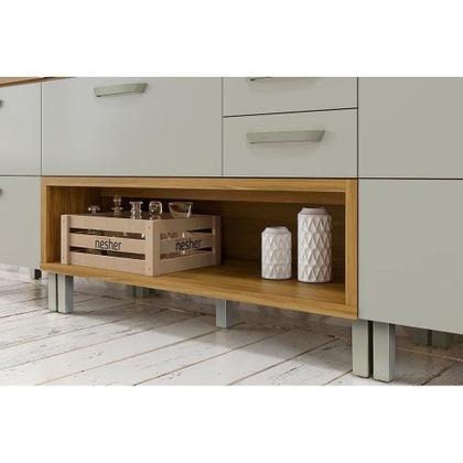 Imagem de Módulo Cozinha Nesher Princesa Balcão 1 Porta e 2 Gavetas c/ Tampo Freijo/Grafite