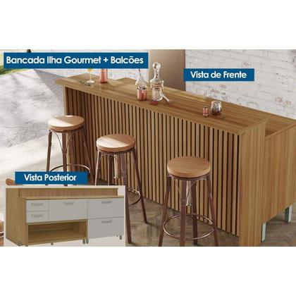 Imagem de Módulo Cozinha Nesher Princesa c/ 2 Portas e 3 Gavetas 200cm Freijo/Grafite-Nesher