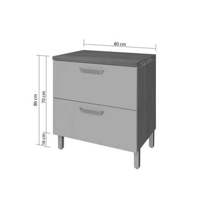 Imagem de Módulo Cozinha Nesher Princesa c/ 2 Portas e 3 Gavetas 200cm Freijo/Grafite-Nesher