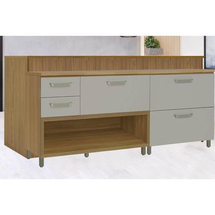 Imagem de Módulo Cozinha Nesher Princesa c/ 2 Portas e 3 Gavetas 200cm Freijo/Grafite-Nesher